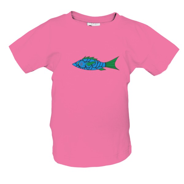 Tričko s potiskem Modrá ryba v růžové vodě